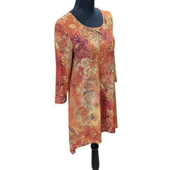 Lbisse Womens Paisley Print Tunic Top With 3/4 Sleeves Made In USA Size S - Picture 5 of 10